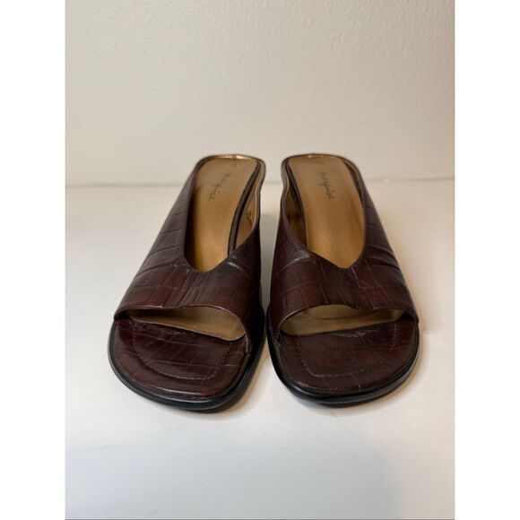 Vintage 90s Y2K Marquise Brown Pepper Slip On Mule Heels Size 8 - Picture 3 of 10